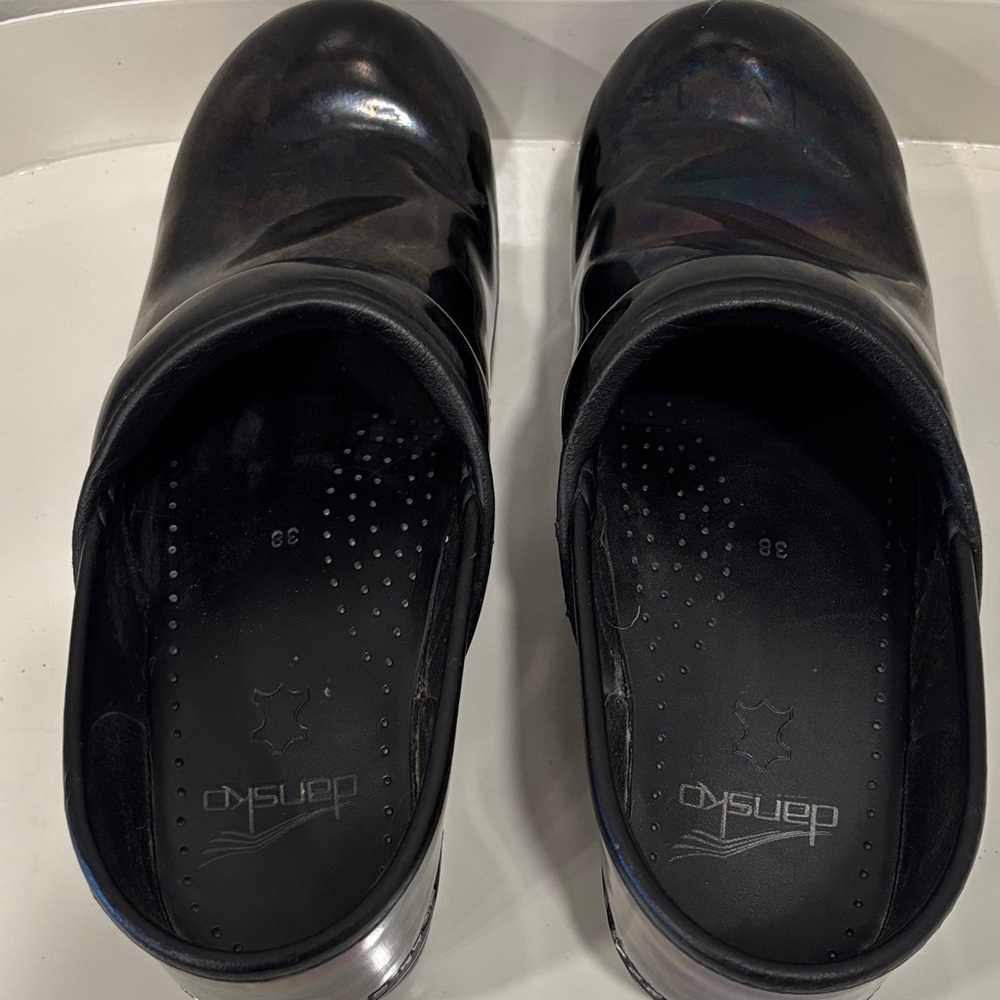 GUC Dansko Black Oil Slick Platform Clogs - Picture 6 of 10